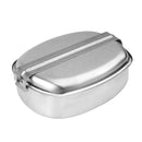 Stainless steel MIL-TEC French military-style mess kit with secure lid, ideal for durable outdoor cooking and camping.