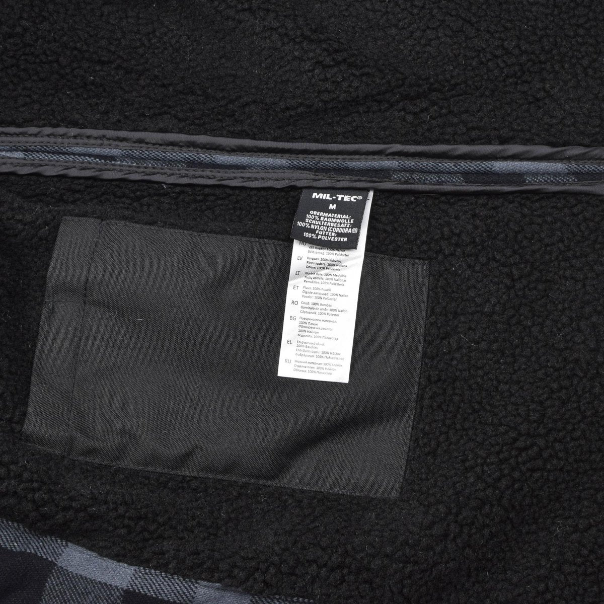 Veste de bûcheron militaire allemande MIL-TEC à carreaux à carreaux noir gris chaud NEUF