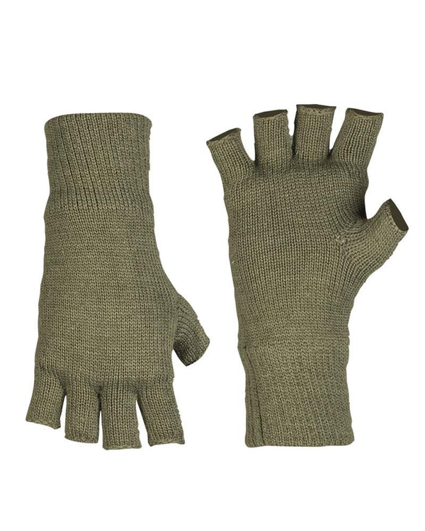 Olive fingerless gloves with Thinsulate lining for warmth and dexterity in cold weather tactical use