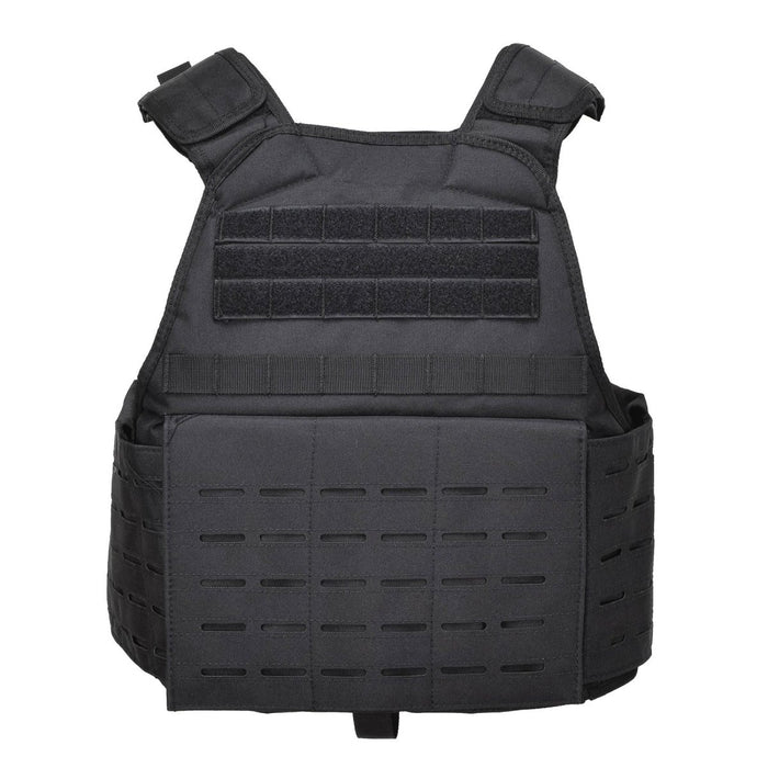Gilet tattico da combattimento tattico MIL-TEC Laser Cut nero con compatibilità MOLLE e spallacci regolabili.