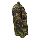 Side view of MIL-TEC military BDU tactical jacket in green and brown camouflage ripstop fabric