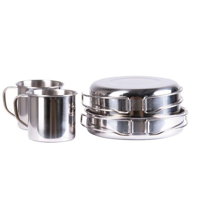 Pentole da esterno MIL - TEC 8 pezzi in acciaio inox pentola da campeggio padella tazza piatto - GoMilitar