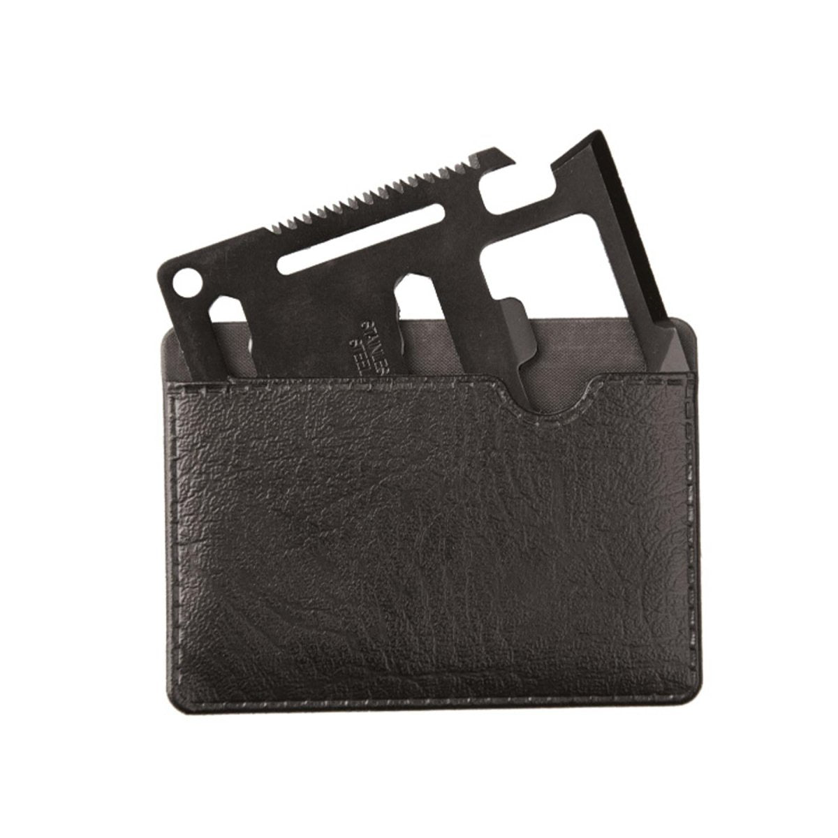 MIL-TEC Outil de Survie en Acier Inoxydable Pochette Multi-Outils pour l'extérieur Incluse Noir