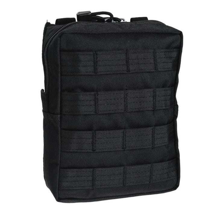 Schwarze taktische MOLLE-Tasche von MIL-TEC mit Reißverschluss, robuste Gebrauchstasche zur Befestigung von Militär- und Outdoor-Ausrüstung.