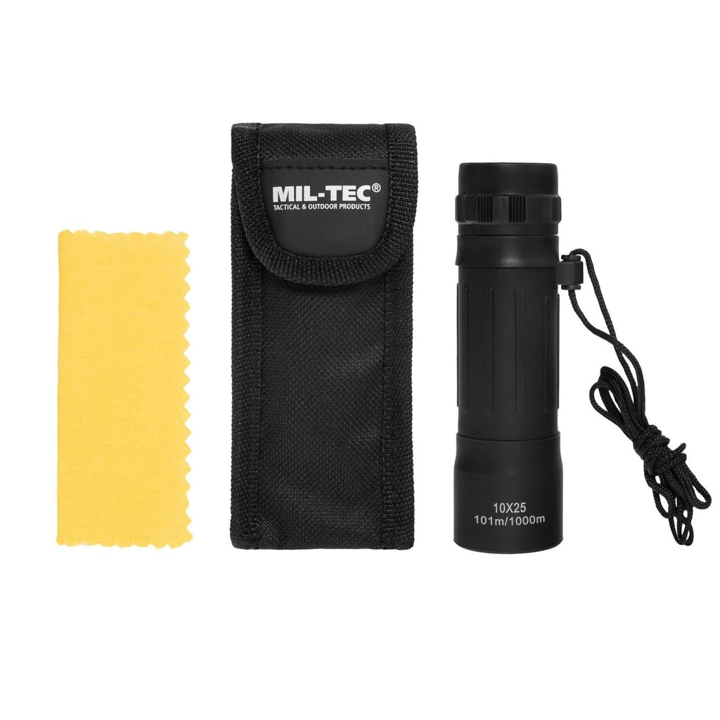 10x25 Binoculars / Monocular With Bag - Black Camo For Hunting & Outdoor Use