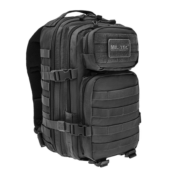 Zaino tattico nero MIL-TEC U.S. Assault da 20 litri con attacchi MOLLE e spallacci imbottiti per uso esterno