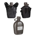 Cantimplora de plástico estilo estadounidense MIL-TEC, cubierta de 1L incluida, táctica para exteriores, color negro