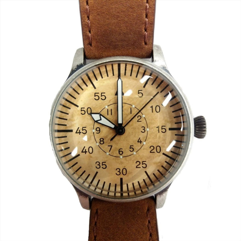 MIL-TEC Vintage Army Quartz Watch Pilot Phily de cuero natural Marrón marrón