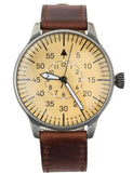 MIL-TEC Vintage Army Quarzuhr Pilot Naturlederarmband Braun