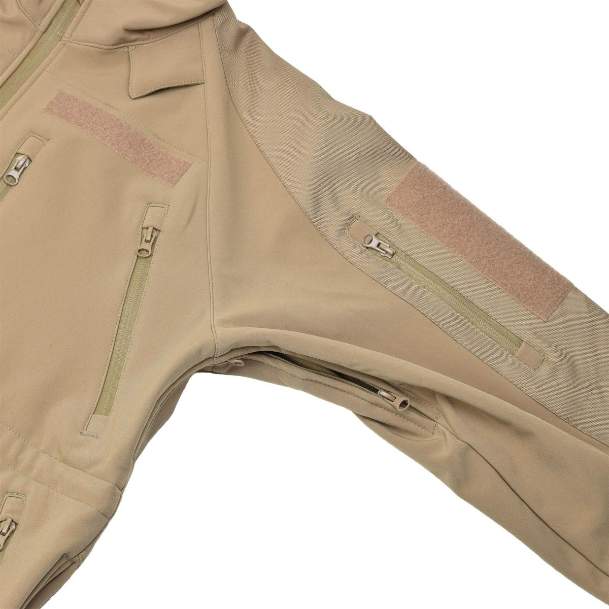 MIL-TEC winddichte Wanderjacke Softshell sturmfeste Reißverschlüsse Fleecefutter Coyote