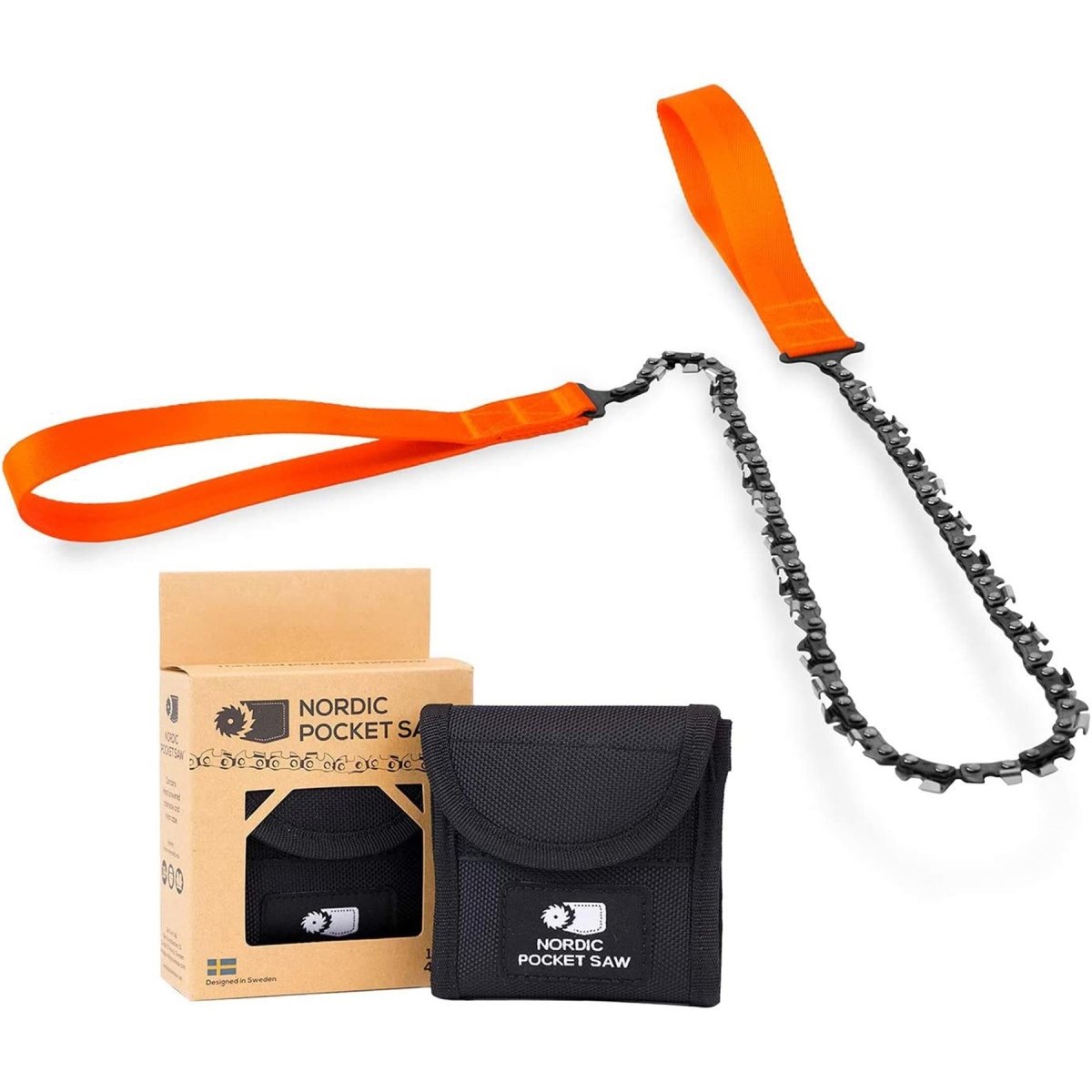 NORDIC POCKET SAW tragbares Survival-Werkzeug hochwertige Wander-Kettensäge orange Griffe