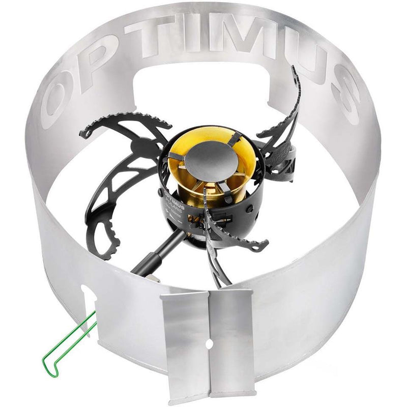 Optimus Polaris foldable lightweight camping stove with pot supports and windscreen for outdoor hiking cooking