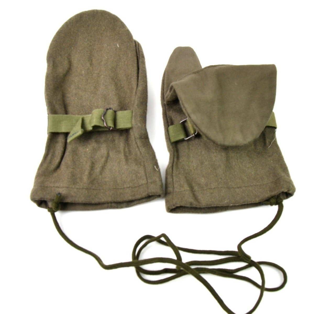 Original Austrian Army Wool Trigger Finger Mittens Winter Gloves Olive