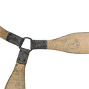 Original Austrian military leather suspender Y - strap adjustable black vintage - GoMilitar