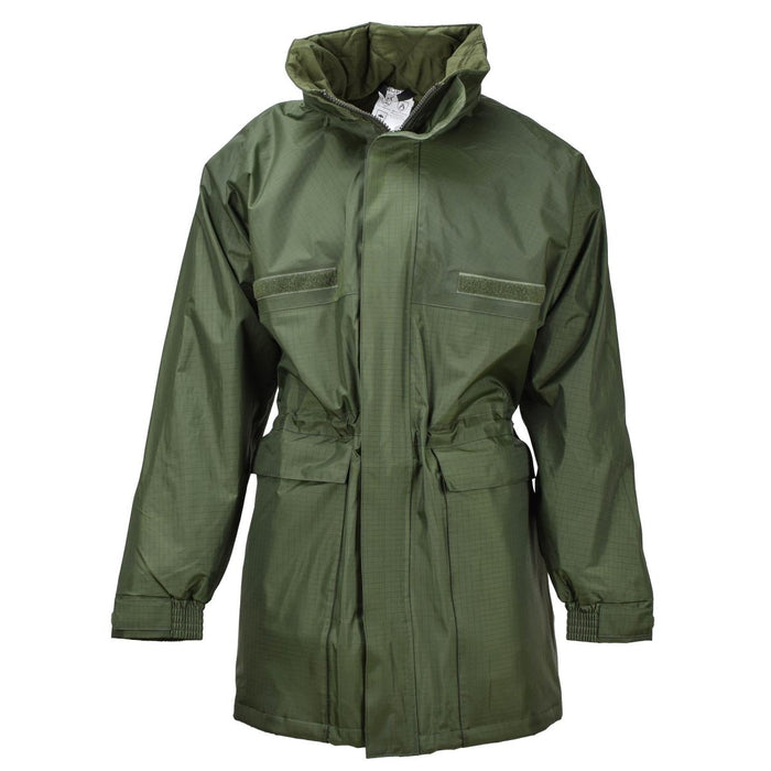 Original Belgian military rain long jacket with liner olive waterproof field NEW - GoMilitar