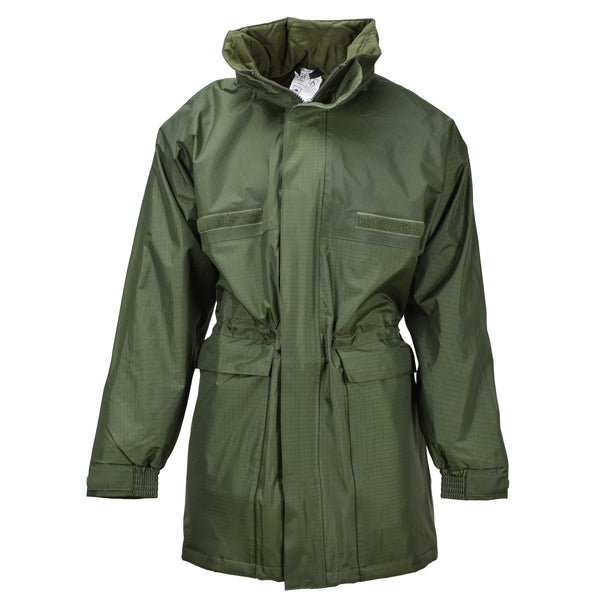 Original Belgian military rain long jacket with liner olive waterproof field NEW - GoMilitar