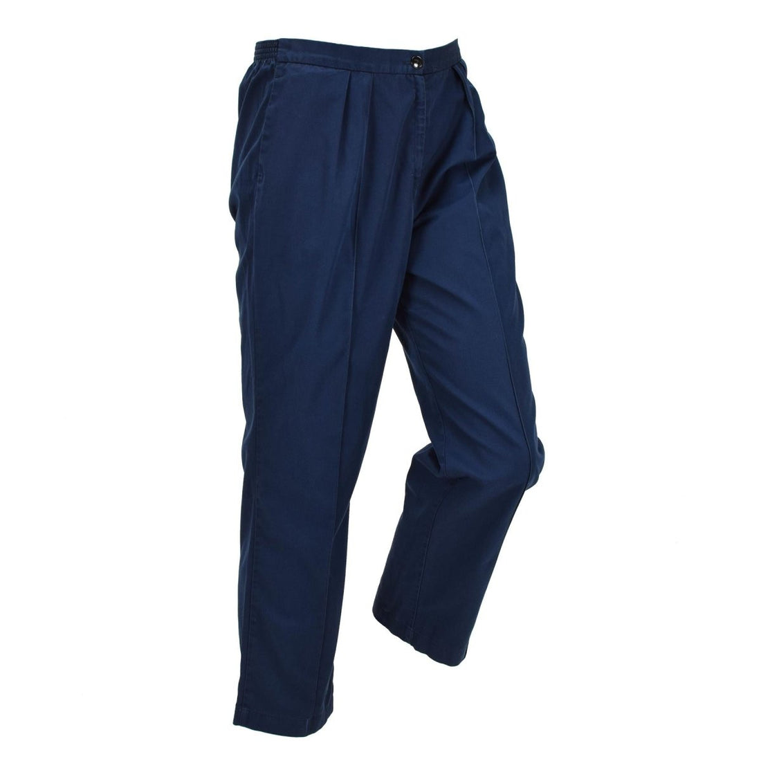Pantalon médical original de l'armée britannique plissé sur le devant, taille élastique, bleu marine