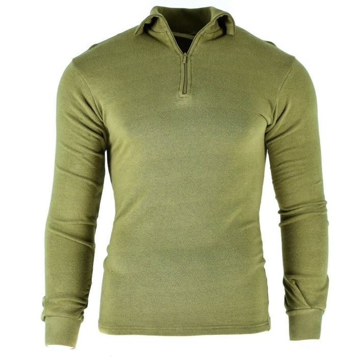 Camisa tricot original del ejército británico con cremallera Camiseta interior térmica con cremallera Verde OD - GoMilitar
