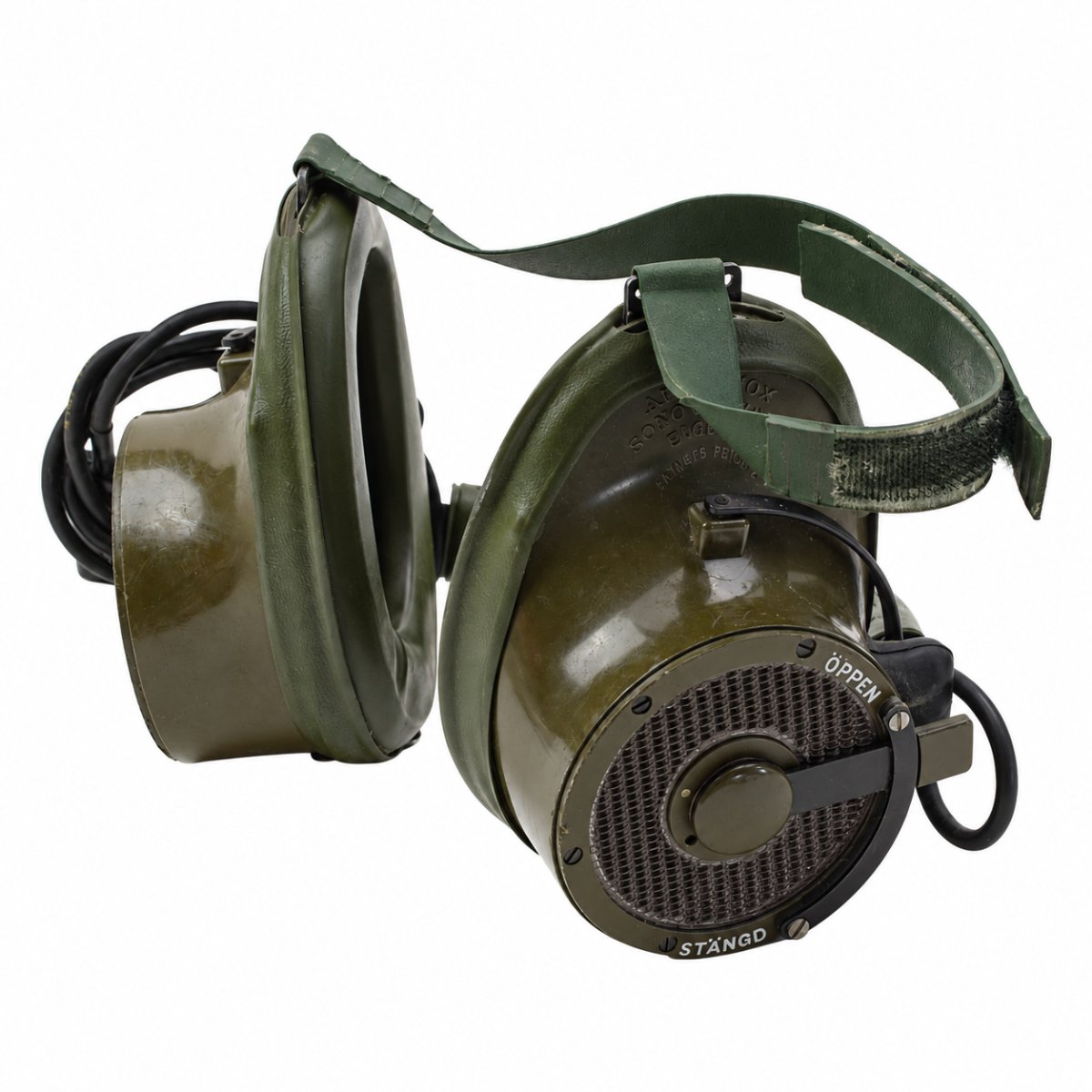 Set di cuffie per comunicazioni aeronautiche originali militari britanniche Amplivox vintage