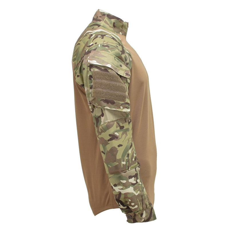 Original British military under body shirt in MTP camo with tan breathable torso and camouflage sleeves.