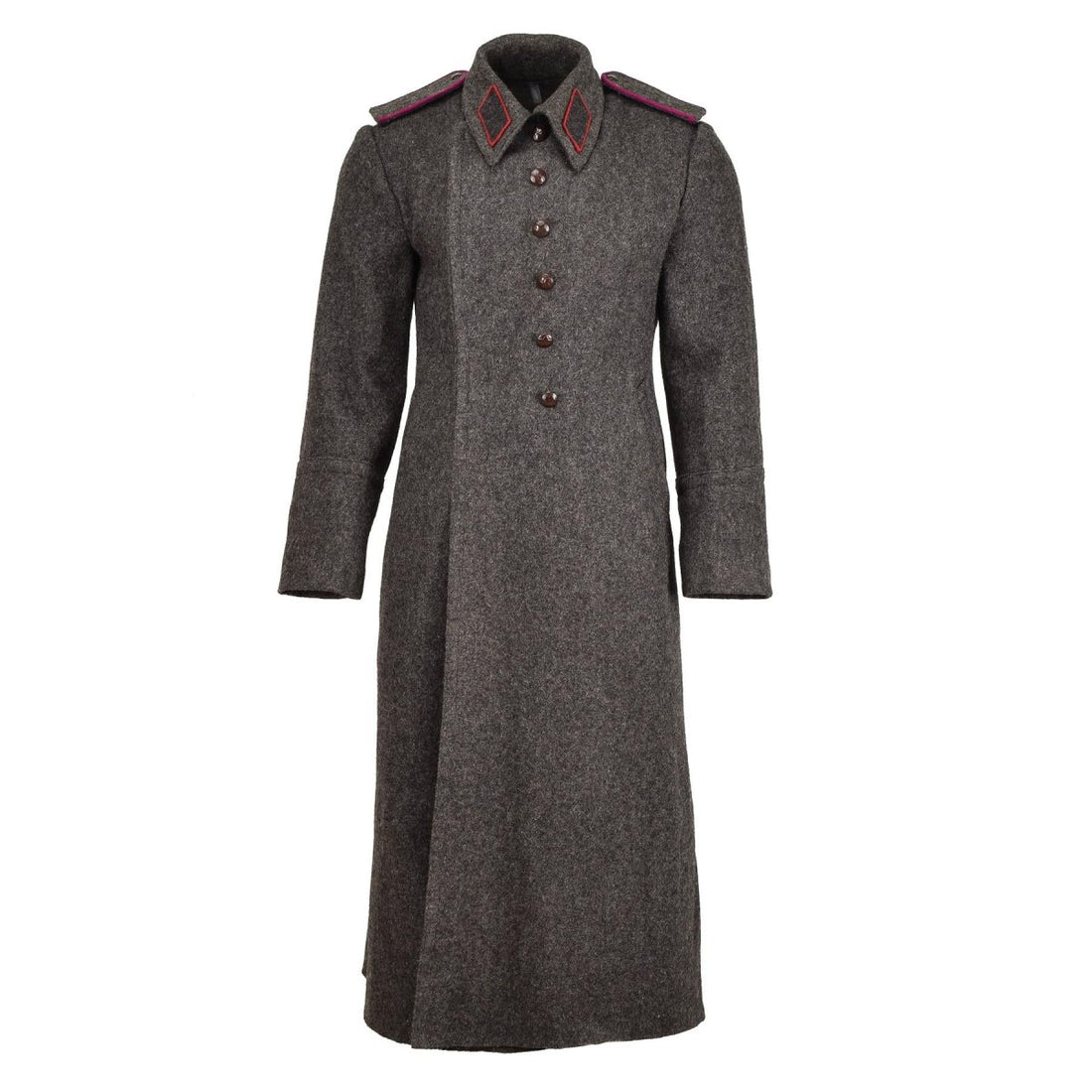 Original bulgarian militar gris gris lana abrigo pesado invierno larga espinilla