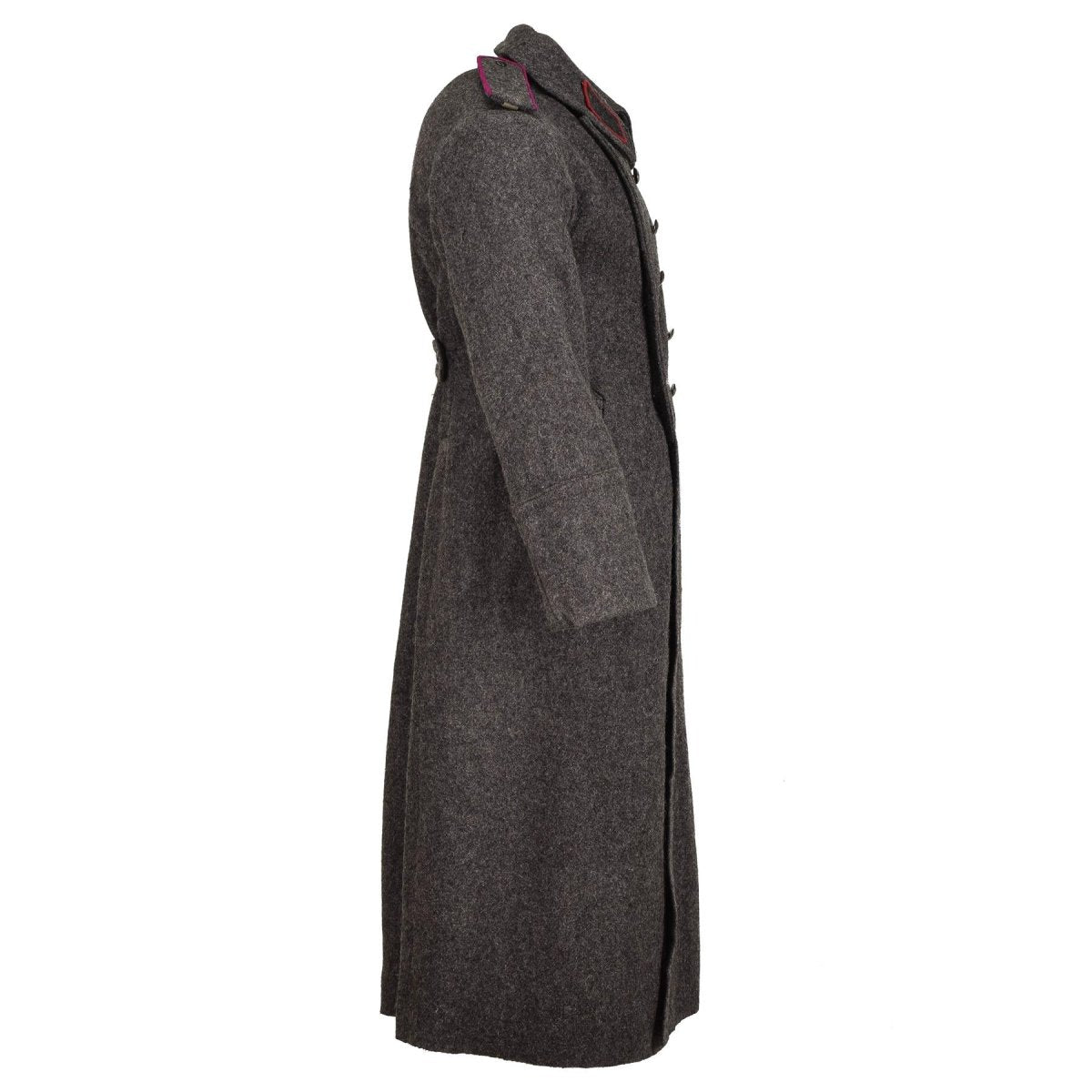 Original bulgarian militar gris gris lana abrigo pesado invierno larga espinilla