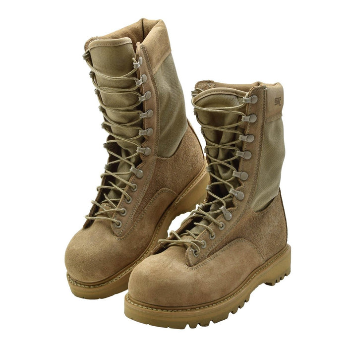 Bottes de combat STC originales de l'armée canadienne en cuir suédé, surplus militaire marron - GoMilitar
