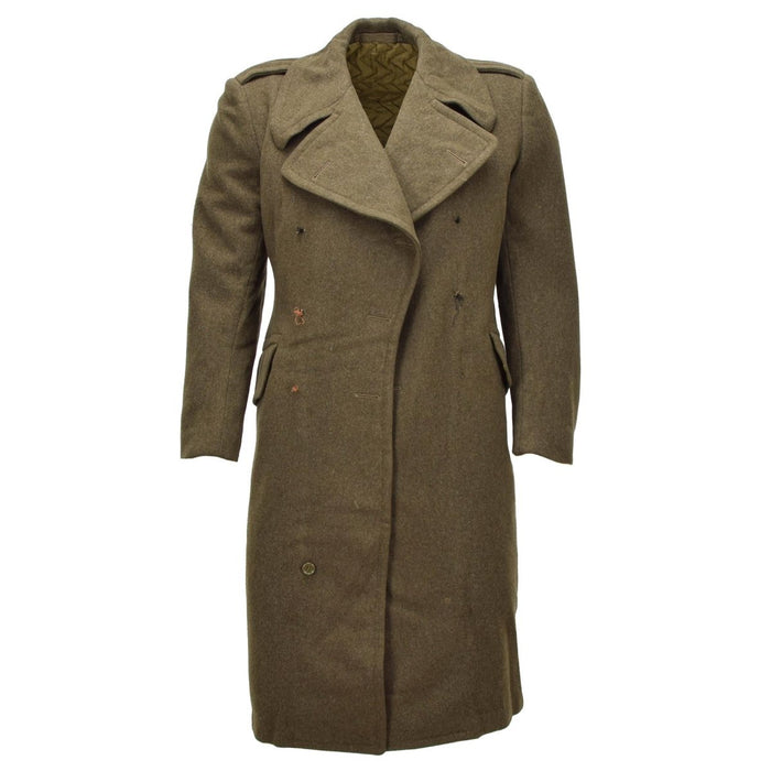 Original Canadian Army Wool Overcoat Military Surplus Vintage Olive Green - GoMilitar