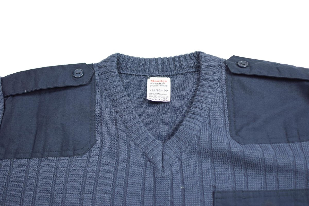 Oryginalny czeski sweter armii sweter M97 Blue Wool V-donk NECT SURPLUS NOWOŚĆ