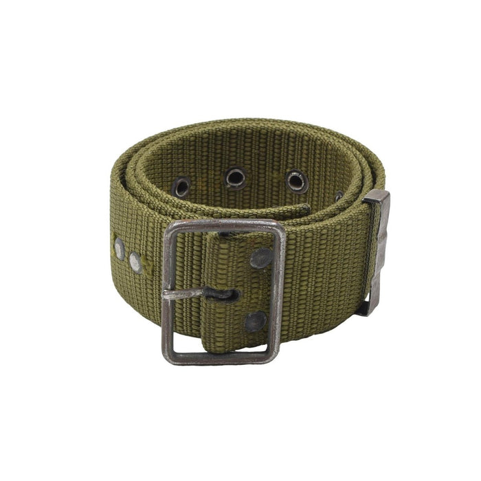 Cinturón de lona militar checo original en color oliva con hebilla de metal resistente, equipo táctico duradero excedente del ejército