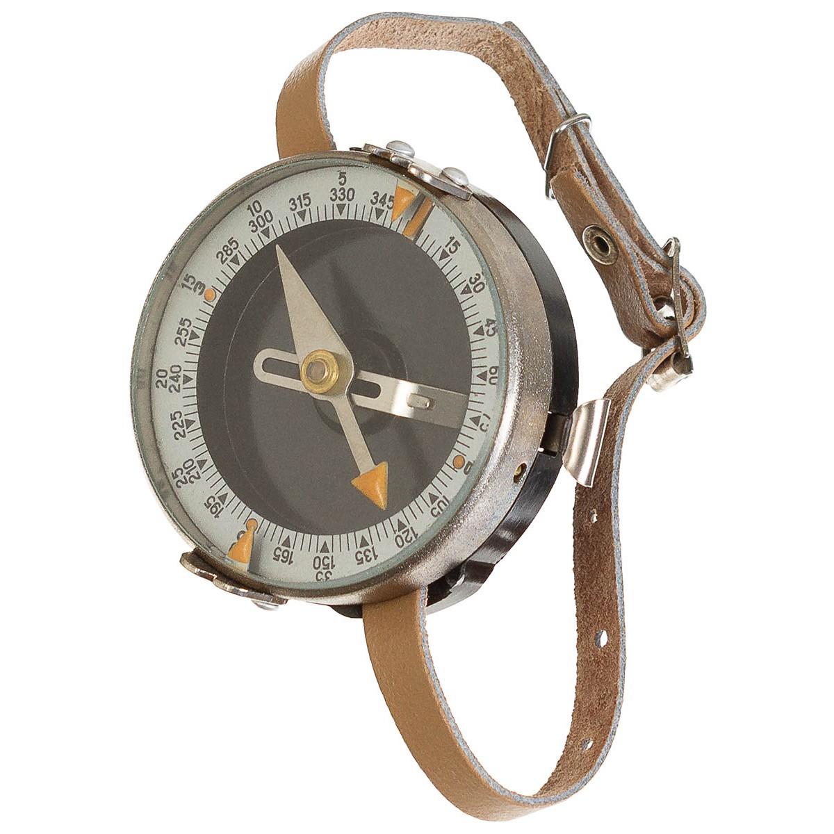 Originele Tsjechische militaire armband kompaskaartmaat lederen band bruin