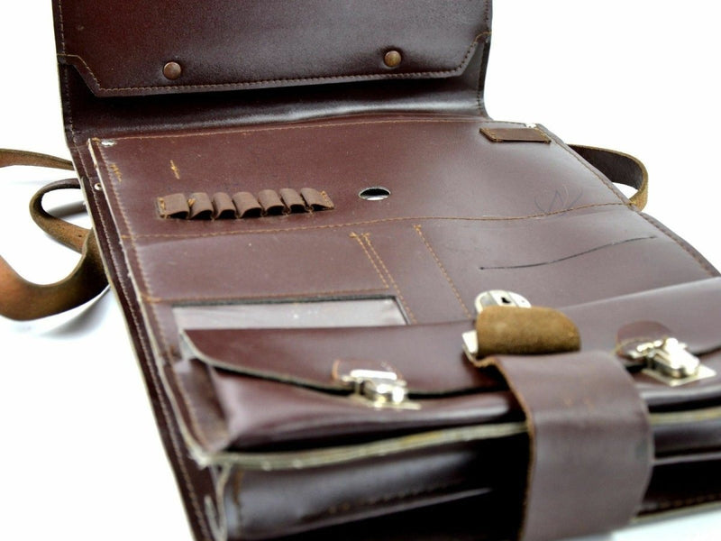Étui de carte de carte de carte de sac à épaule militaire tchèque Case de document Brown