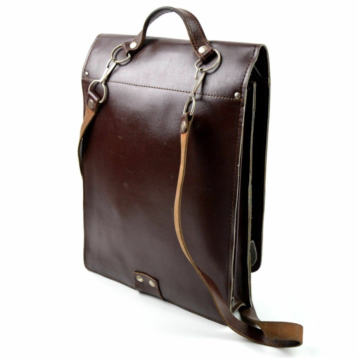 Original Czech military shoulder bag canvas utility bag leather straps vintage main image 1