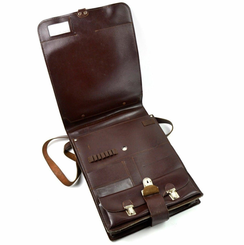 Étui de carte de carte de carte de sac à épaule militaire tchèque Case de document Brown