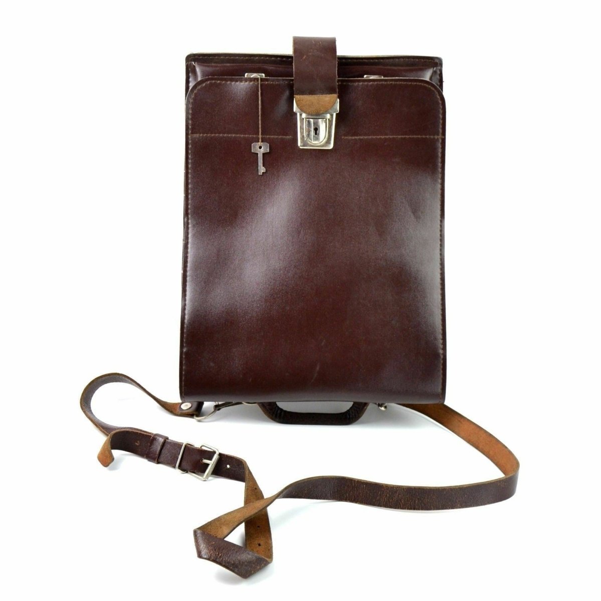 Original Czech military shoulder bag canvas utility bag leather straps vintage main image 0