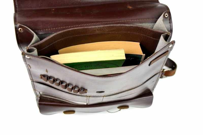 Étui de carte de carte de carte de sac à épaule militaire tchèque Case de document Brown