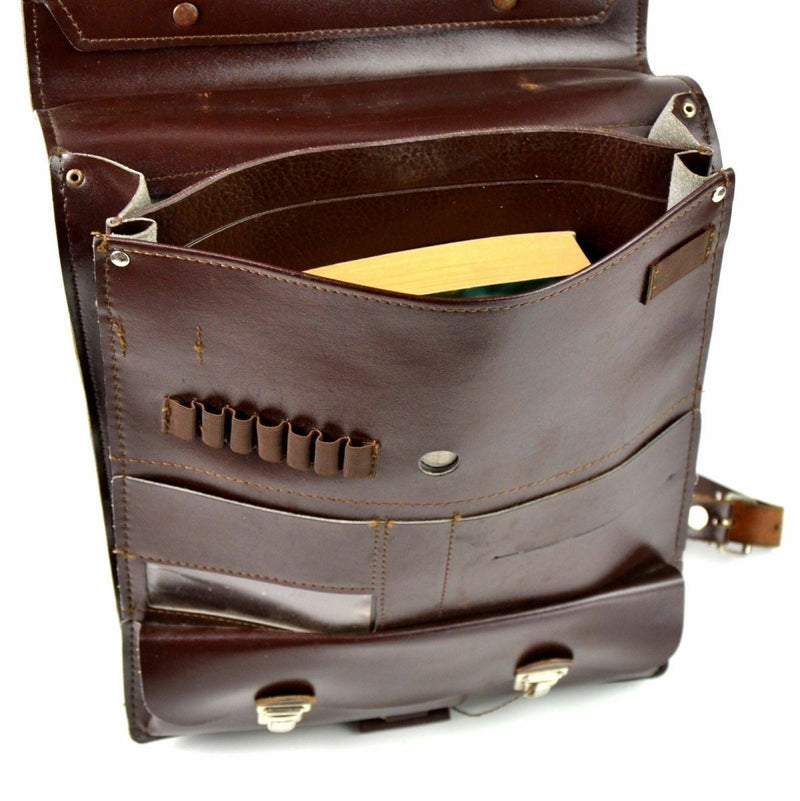 Étui de carte de carte de carte de sac à épaule militaire tchèque Case de document Brown