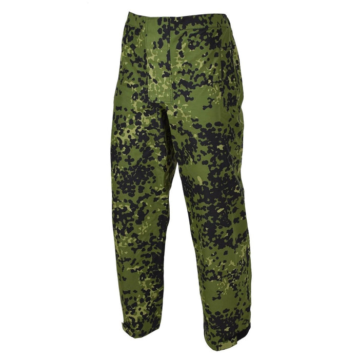 Originele Deense militaire camouflage M84 regenbroek, waterdichte elastische broek NIEUW - GoMilitar