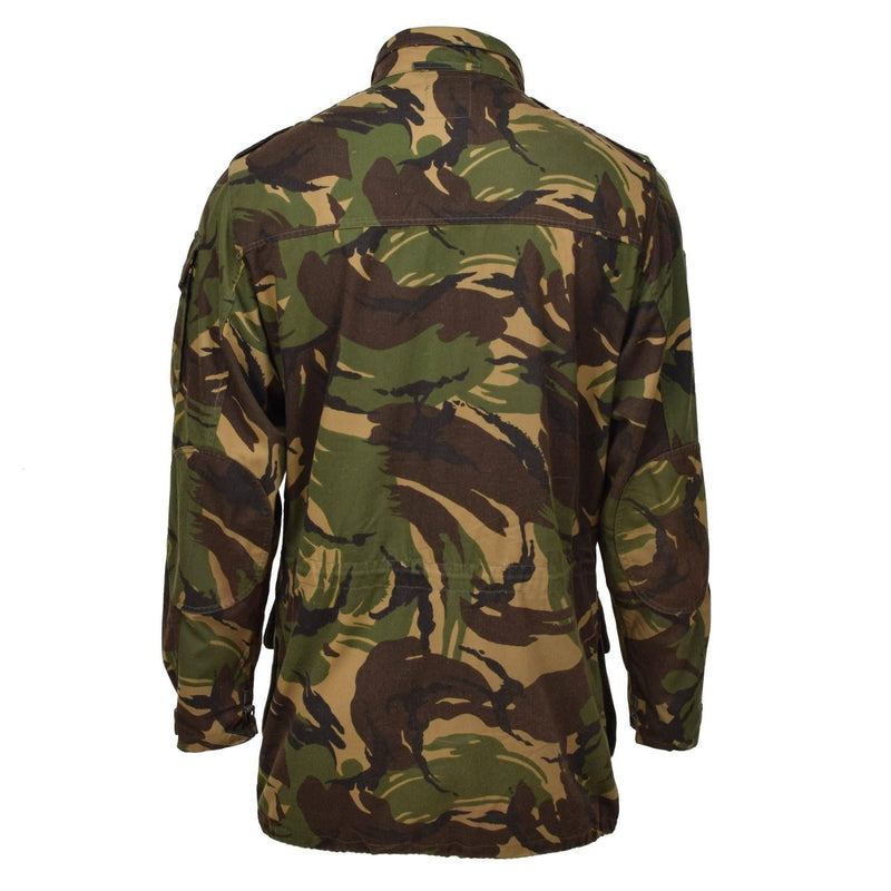 Back view of original Dutch army M65 waterproof military parka in camouflage with thermal lining and durable fabric