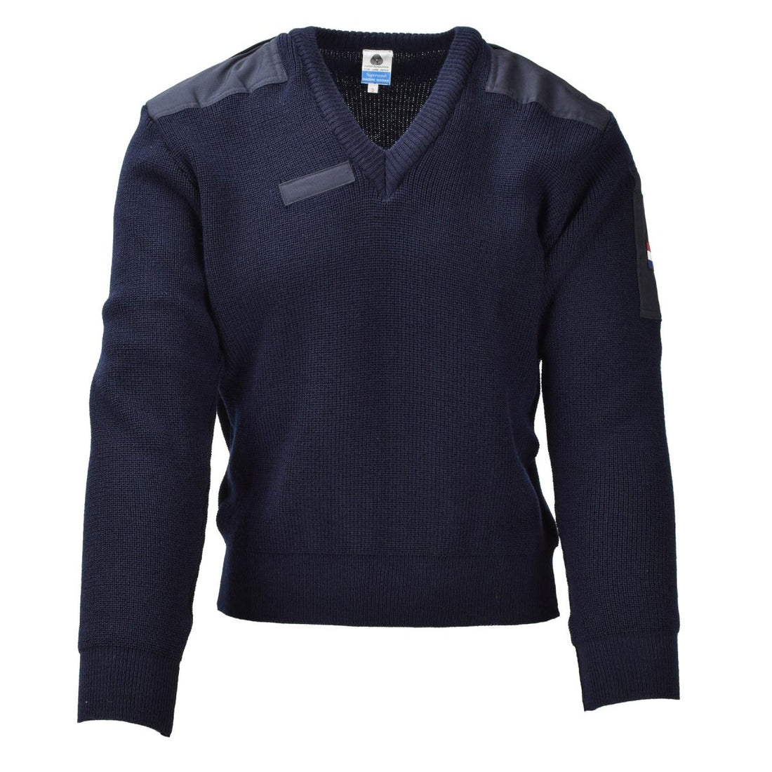 Original niederländischer Militärpullover blau, Woll-Bodywarmer, langärmelig, NEU