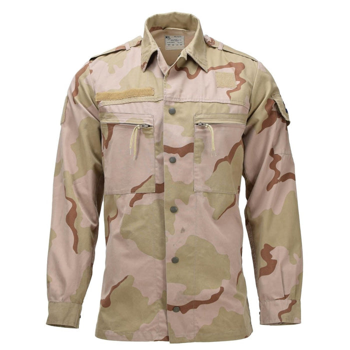 Original niederländische Militär-Feldjacke mit Druckknopfverschluss, 3 Farben, Wüstentarn – GoMilitar