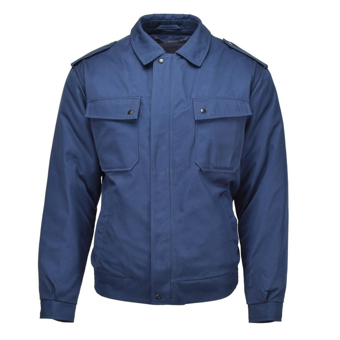 Origineel Nederlands militair jack in blauw met uitneembare gewatteerde voering, duurzame en warme Nederlandse legeroverschotparka.