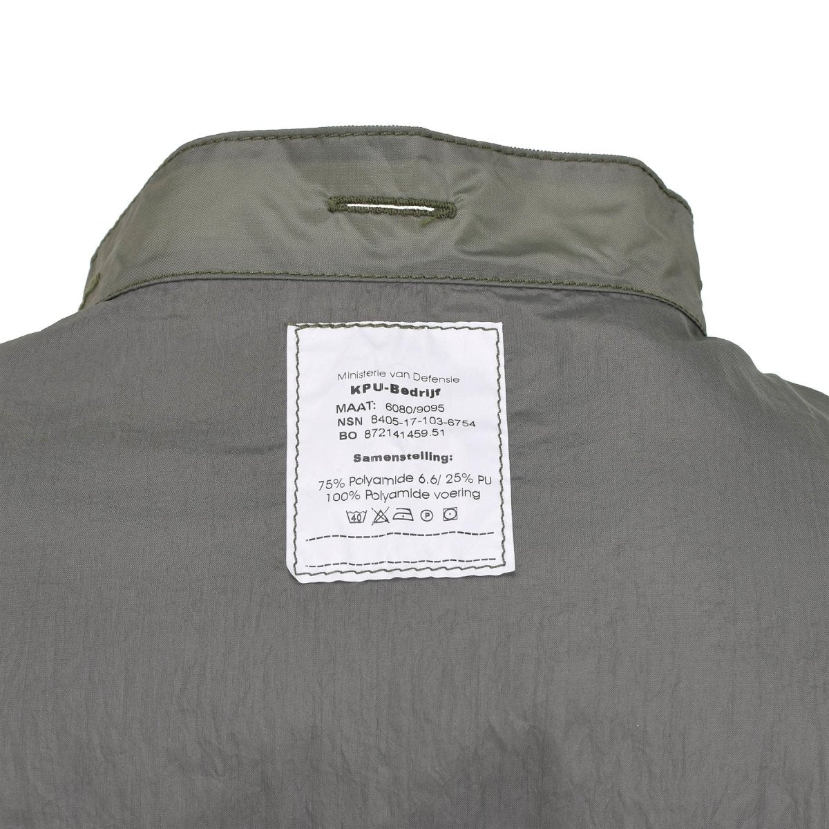 Liner militar holandés original Rain Chaqueta impermeable Se costuras con cinta de combate Oliva