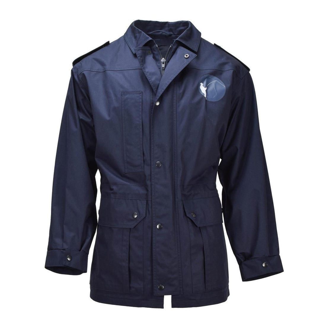 Original Dutch Military Parka Turn Down Collar Fisherman Logo Army Jacket Blue