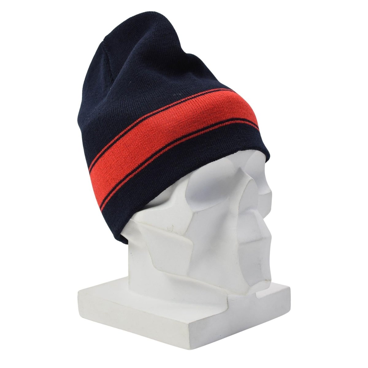 Berretto invernale originale in lana militare olandese con strisce rosse blu scuro