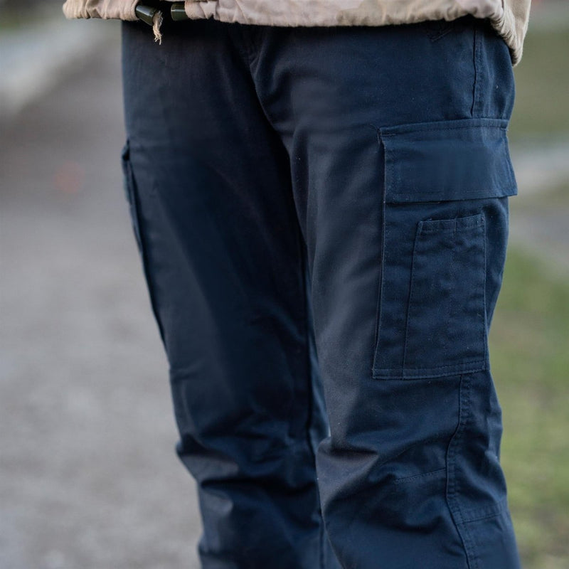 Pantalon de travail militaire néerlandais d'origine pour homme, genoux renforcés, poches cargo, bleu