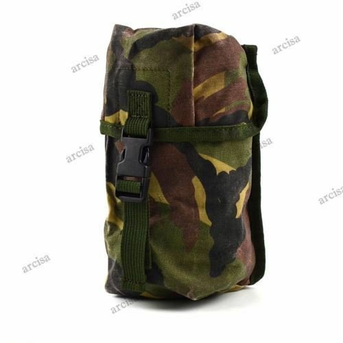 Pochette MOLLE originale de l'armée néerlandaise en camouflage, toile robuste pour le stockage de grenades fumigènes tactiques et une utilisation militaire.