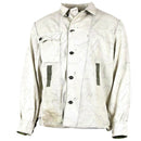 Vintage Finnish army M-62 reversible camo jacket in white winter pattern with button closure and multiple pockets.