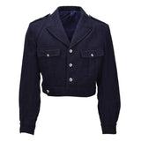 Original Ejército Francés M47 IKE Chaqueta Lana Botón Fijación Vintage Azul