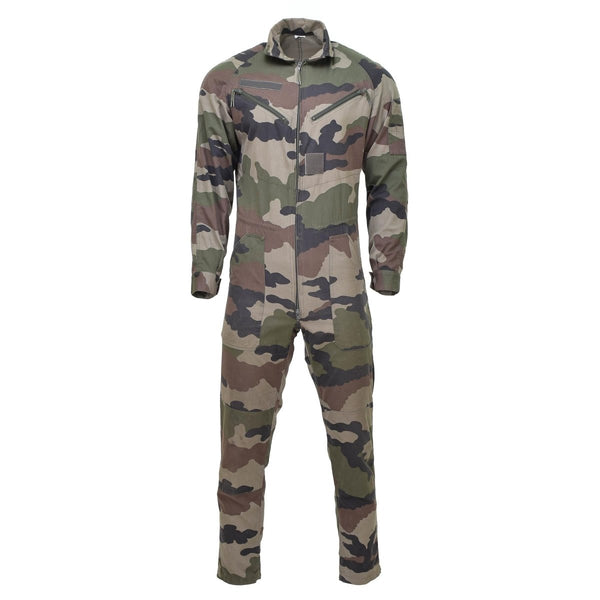 Original French Army mechanic coverall suit in roomy fit with elastic waist and CCE camouflage pattern